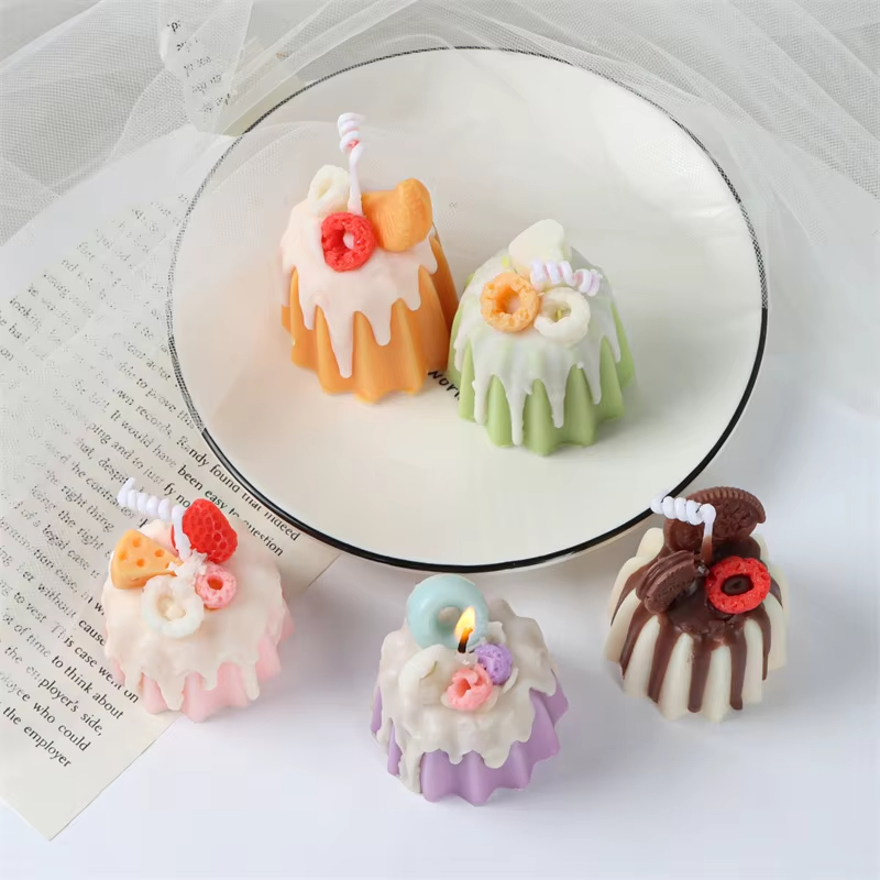 Creative Private Label Handmade Pudding Cake Scented Soy Wax Candles Home Wedding Decorative Fragrance Aromatherapy Candle
