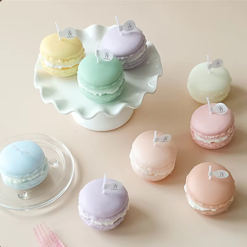 Creative Macaroon Biscuits Aromatherapy Candle Home Decor Scented Candle DIY Photo Props