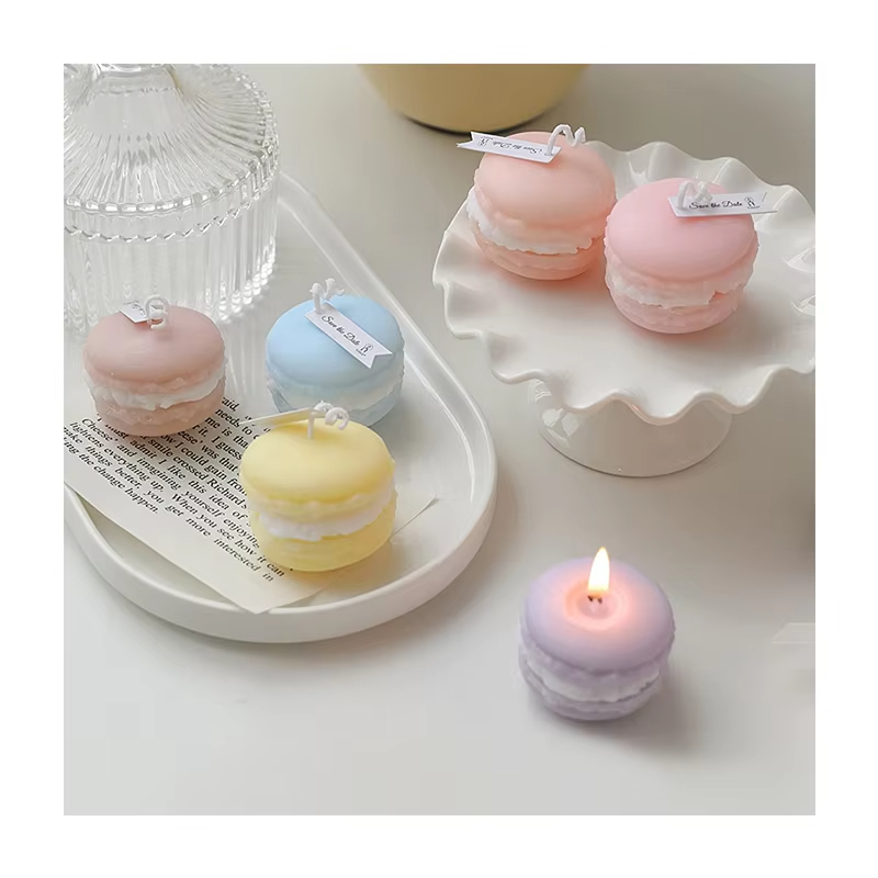 Creative Macaroon Biscuits Aromatherapy Candle Home Decor Scented Candle DIY Photo Props