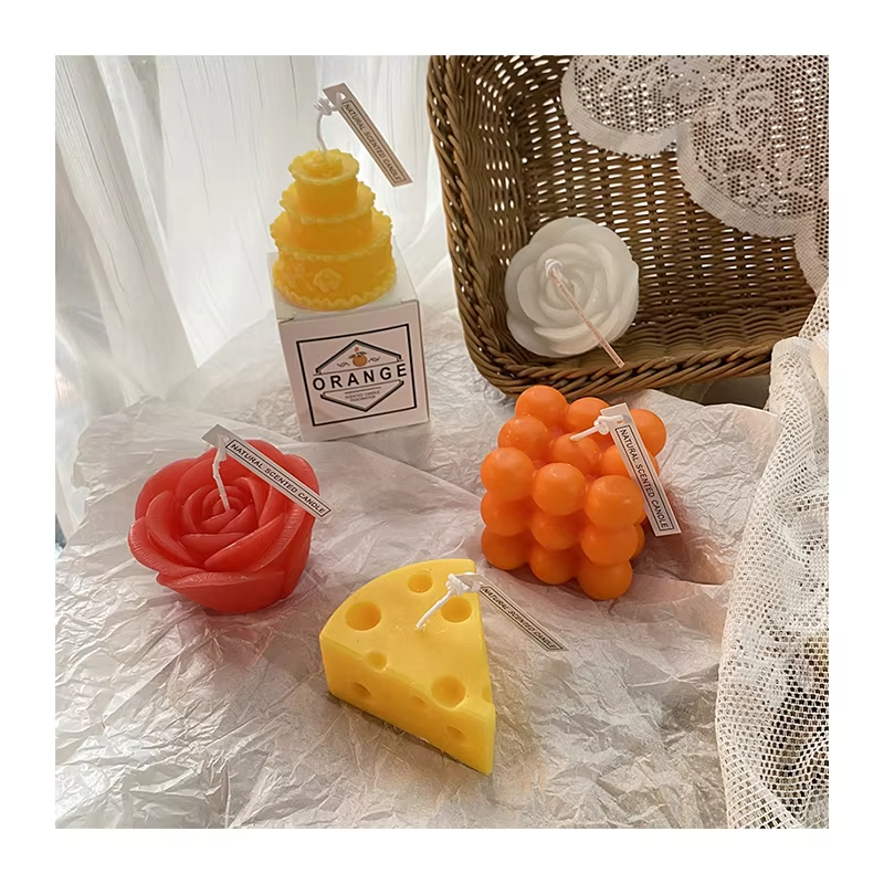 INS Soy Wax Scented Candle Home Decoration Photo Props Souvenir Lemon Ugly Orange Cheese Candle Vela Perfumada De Cera De Soja