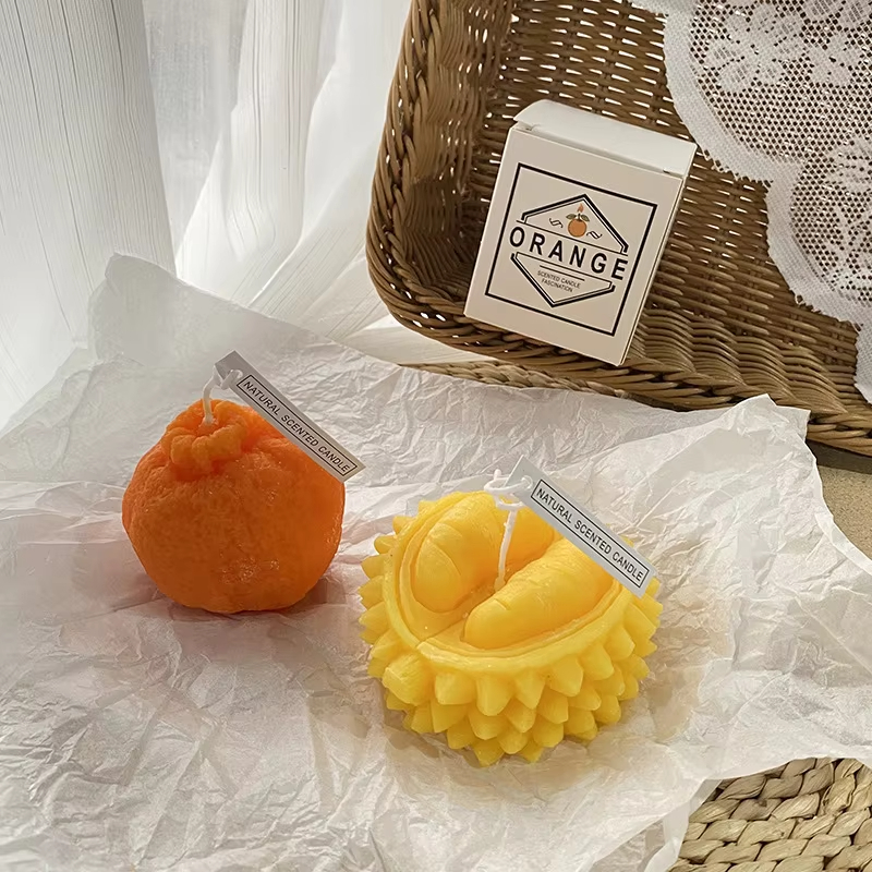INS Soy Wax Scented Candle Home Decoration Photo Props Souvenir Lemon Ugly Orange Cheese Candle Vela Perfumada De Cera De Soja