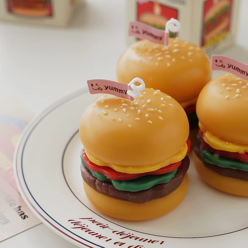 Hamburger Home Decorative Aromatic Candles DIY Soy Wax Scented Candle for Birthday Wedding Cafe Home Party Decoration Gifts