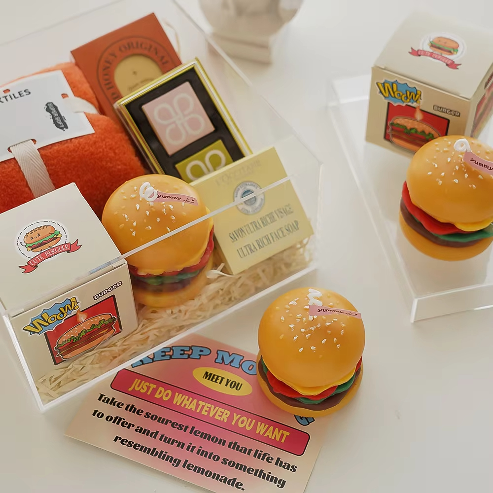 Hamburger Home Decorative Aromatic Candles DIY Soy Wax Scented Candle for Birthday Wedding Cafe Home Party Decoration Gifts