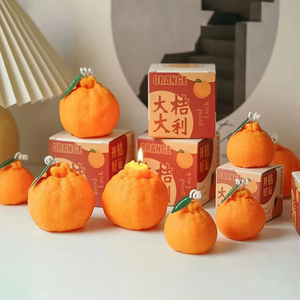 Ugly Orange Scented Candles Home Decoration Accessories Modern Decor Fruits Fragrant Candles Birthday Gifts