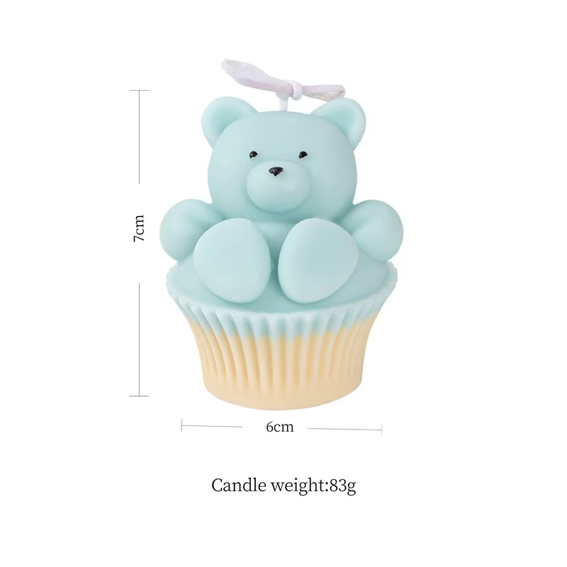 Cute Bear Cup Cake Shaped Decorative Scented Candles Fragrance Birthday Decorative Scented Soy Wax Candle