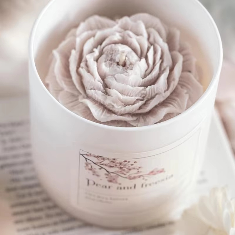 AIKUN Romantic Handmade Pink White Rose Bouquet Shape Aromatherapy Candle With Luxury Ribbon for Valentine\'s Day Gifts