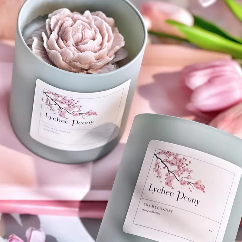 AIKUN Romantic Handmade Pink White Rose Bouquet Shape Aromatherapy Candle With Luxury Ribbon for Valentine\'s Day Gifts