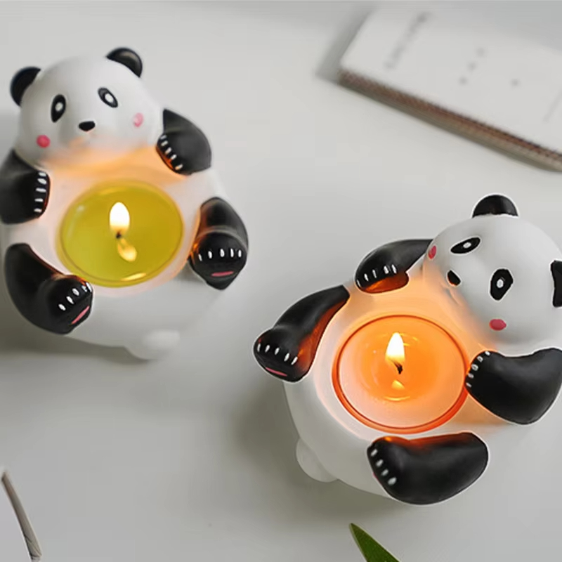 AIKUN Panda Gypsum Aromatherapy Candlestick Luxury Scented Candles Handmade Soy Oil Wax Burner Tea Candle Holder Gifts Party