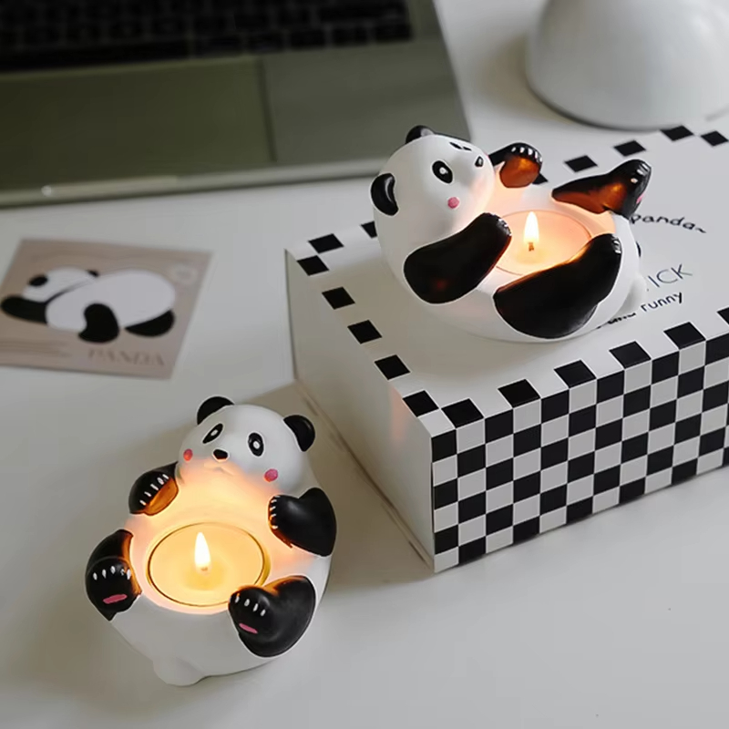 AIKUN Panda Gypsum Aromatherapy Candlestick Luxury Scented Candles Handmade Soy Oil Wax Burner Tea Candle Holder Gifts Party