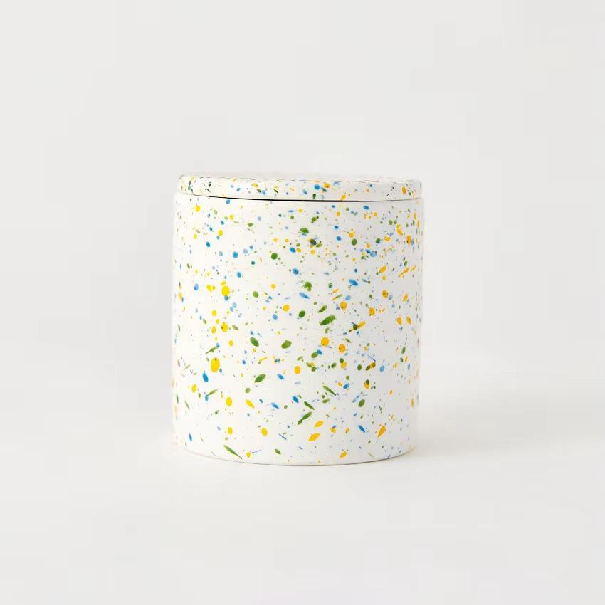 AIKUN Designer 200ml Colorful Splash Clay Ceramic Candle Cup for Home Massage Candlestick Pressing Mouth Cup