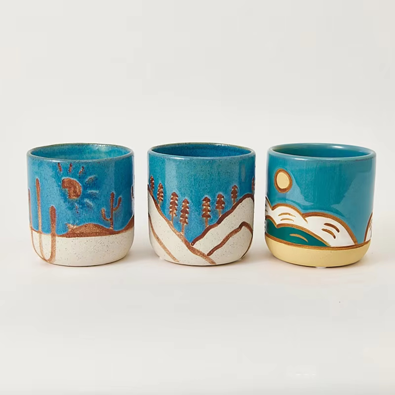 AIKUN Handmade Under Glaze Color Ceramic Candle Cup High Quality Aromatherapy Candle Cup Household Decoration Candle Holder