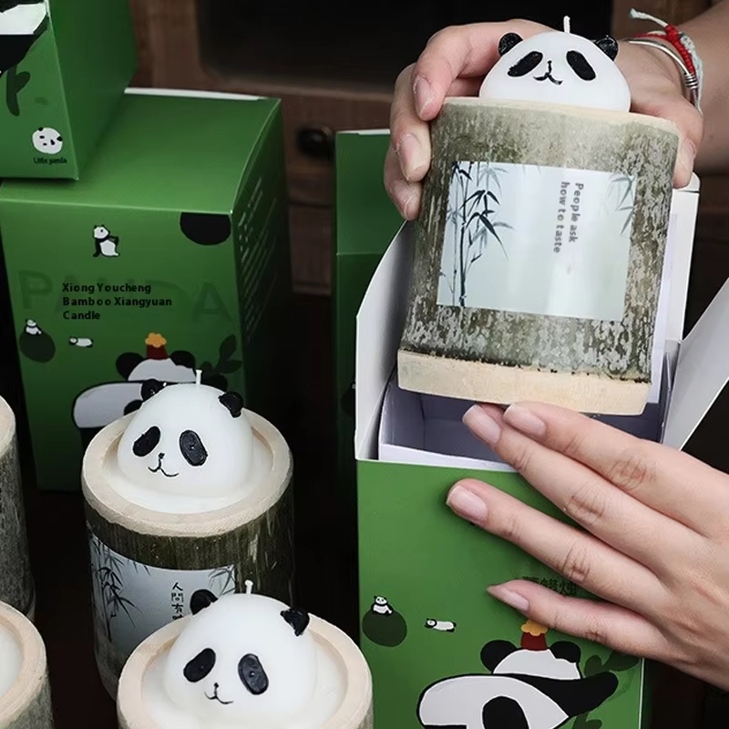 Bamboo Cute Panda Fragrance Indoor Gift Creative Tourist Attraction Hand Gift Wholesale Scented Candles
