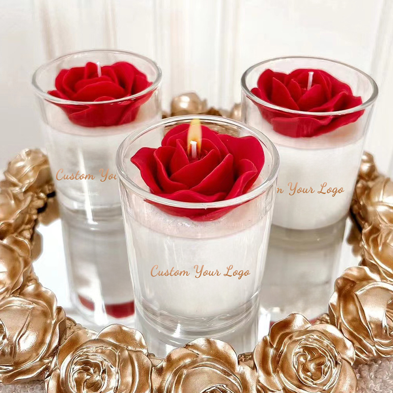 AIKUN Custom Luxury Private Label Custom Scent Fancy Red Rose Valentine\'s Day Gift Flameless Organic Soy Wax Scented Candle