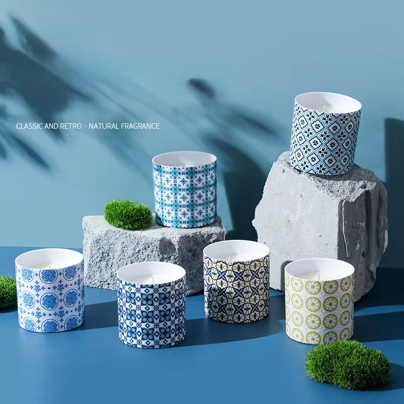 AIKUN Blue Bohemia Design Home Decoration Customize Cement Scented Soy Wax Fragrance Candle