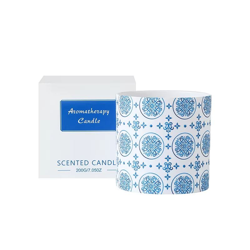 AIKUN Blue Bohemia Design Home Decoration Customize Cement Scented Soy Wax Fragrance Candle
