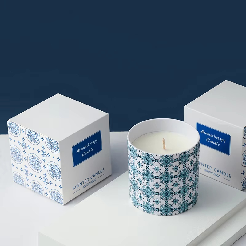 AIKUN Blue Bohemia Design Home Decoration Customize Cement Scented Soy Wax Fragrance Candle