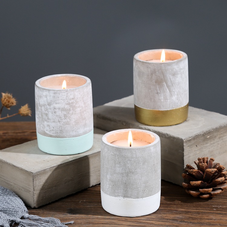 Customize Cement Cylinder Jar Fragrance Candle Scented Soy Wax Concrete Candle for Home Decoration