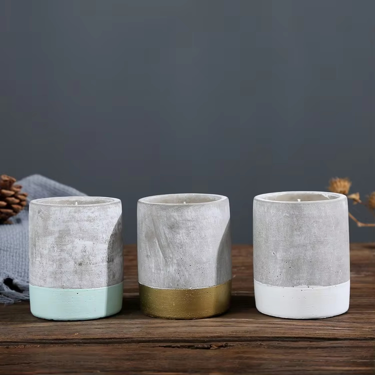 Customize Cement Cylinder Jar Fragrance Candle Scented Soy Wax Concrete Candle for Home Decoration