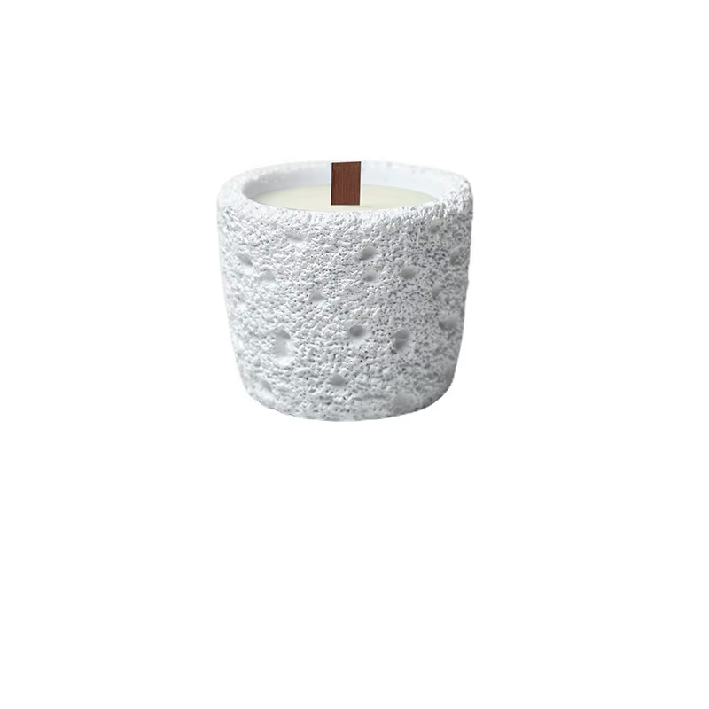 AIKUN Custom Artistic Matte Candle Vessels Embossed Cement Aroma Aromatherapy Candle Colorful Concrete Jar Scented Candle