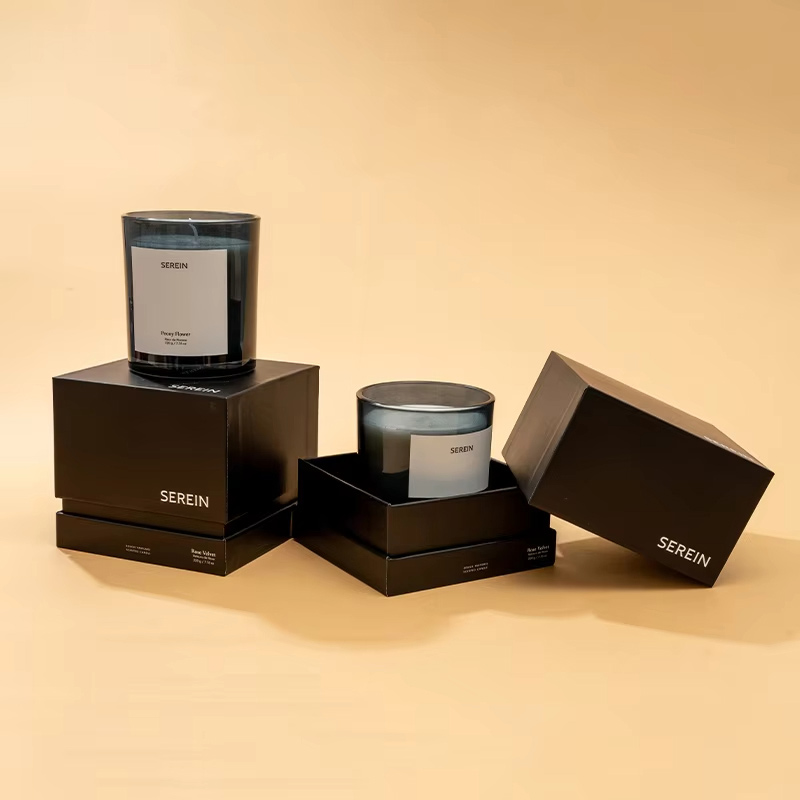 AIKUN Luxury Premium Black Glass Jar Custom Fragrance Scented Aromatherapy Candles Eco-Friendly Packaging Gift Box