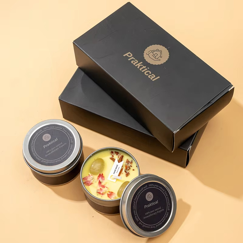 AIKUN Customizable Crystal Stones Fresh Petals Eco-Friendly Fragrance Tin Aroma Candle Gift Box for Home Decor