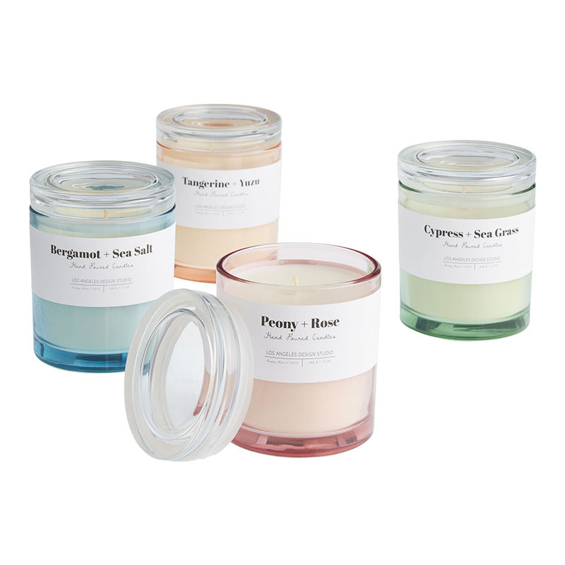 AIKUN Luxury Aroma Candle with Glass Lid Natural Essential Oil Air Purifying Relaxing Fragrance Candle