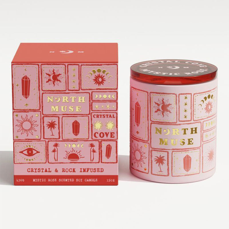 AIKUN Luxury Aroma Candle with Glass Lid Natural Essential Oil Air Purifying Relaxing Fragrance Candle