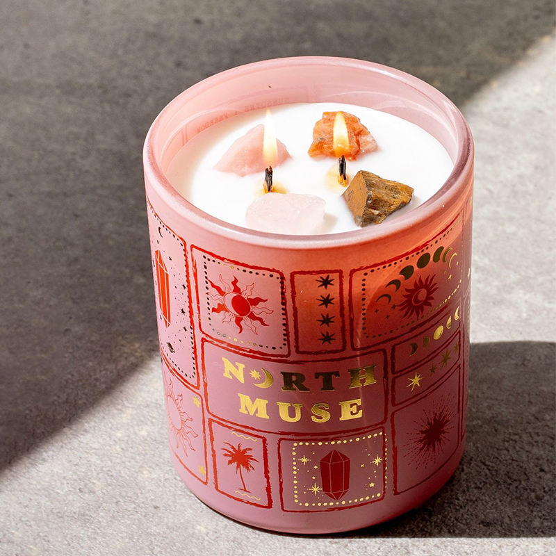 AIKUN Luxury Aroma Candle with Glass Lid Natural Essential Oil Air Purifying Relaxing Fragrance Candle
