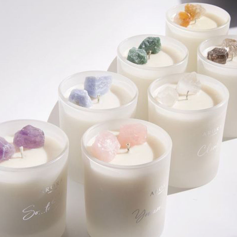 Private Label Custom Luxury Handmade Soy Wax Candle Glass Jar Crystal Scented Candles/Holders