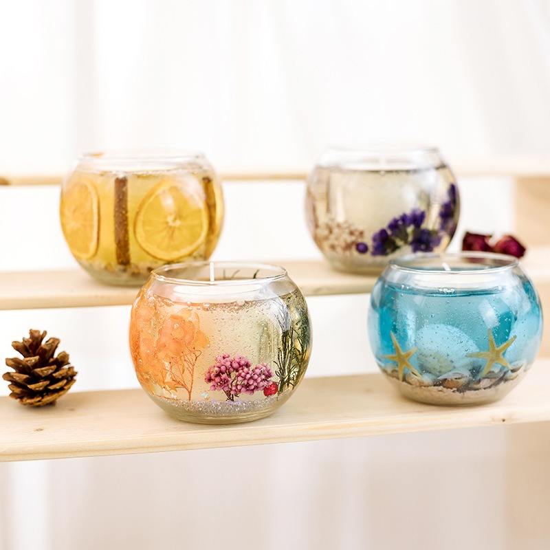 Private Label Scented Handmade Moon Glass Cup Jelly Wax Candle Scented Candle With Jar Essential Oil Ornaments