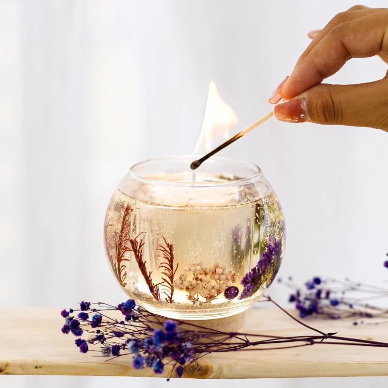 Private Label Scented Handmade Moon Glass Cup Jelly Wax Candle Scented Candle With Jar Essential Oil Ornaments