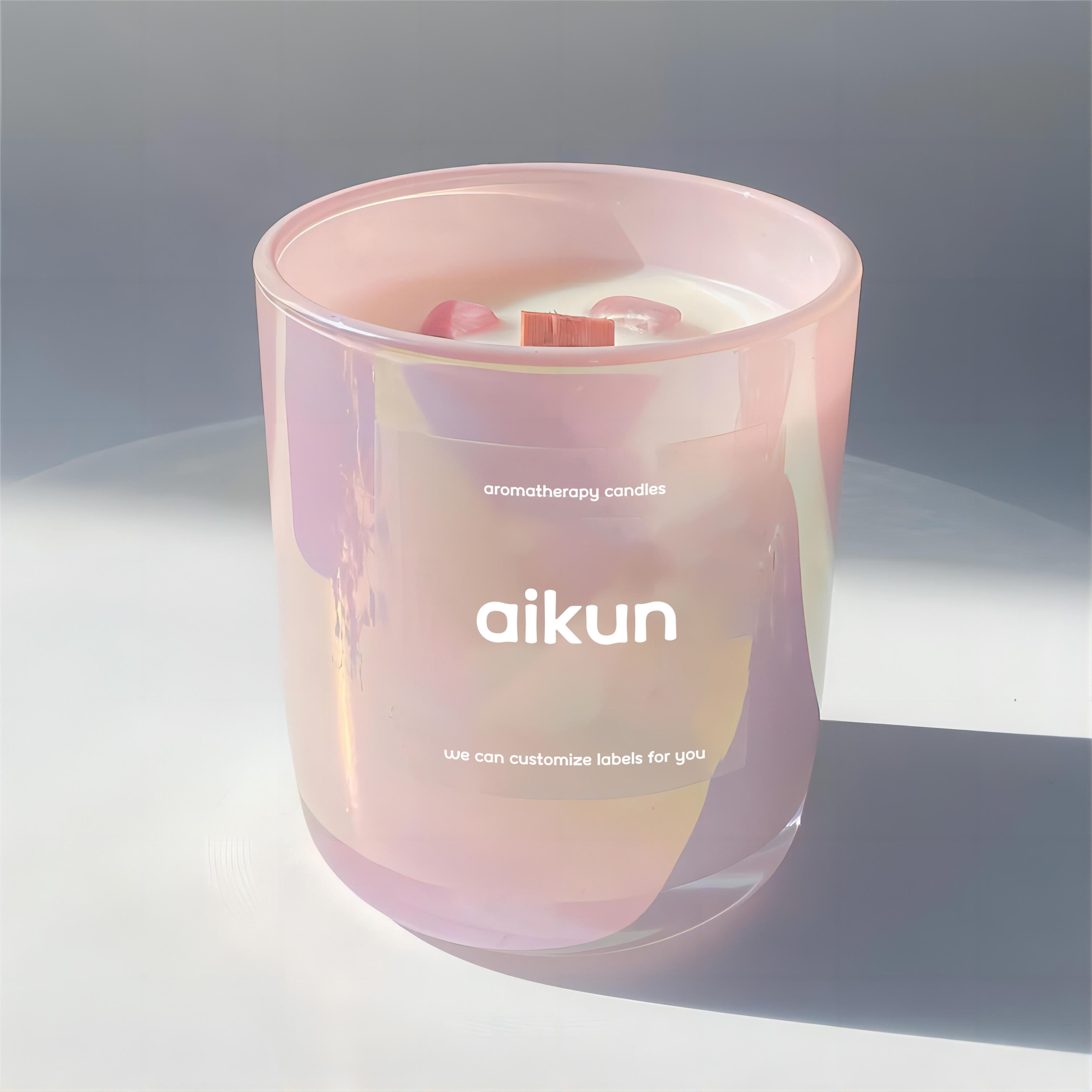AIKUN Luxury Pink Custom Fragrance Aroma Home Aromatherapy Candle Design Glass Jars Scented Candles Private Label Gift Set