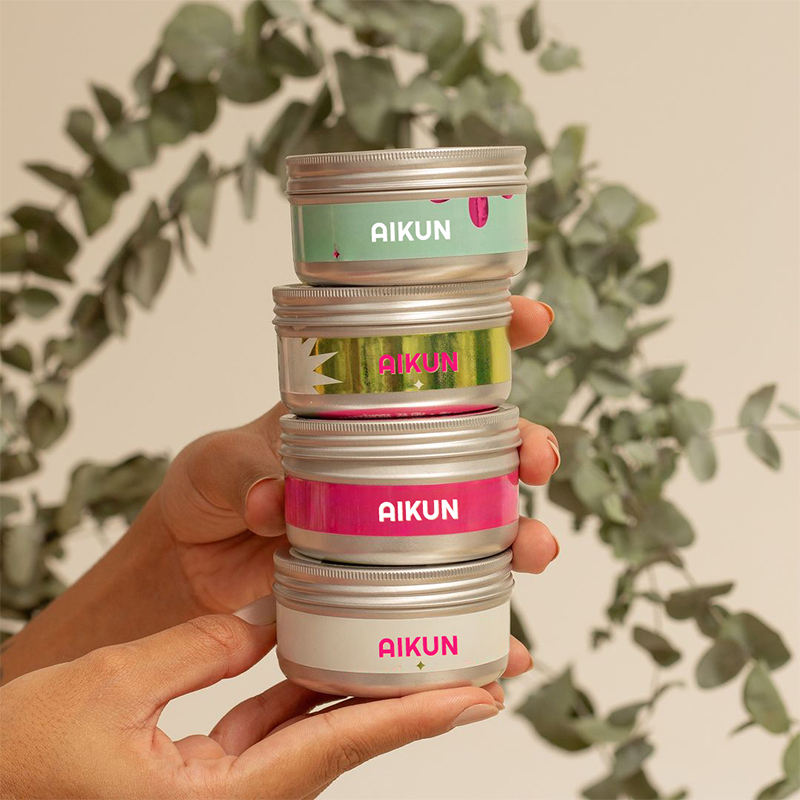 AIKUN Tin Jar Cans Candle Luxury Scent Lovers Pink Crystal Stone Scented Candle for Wedding Souvenir