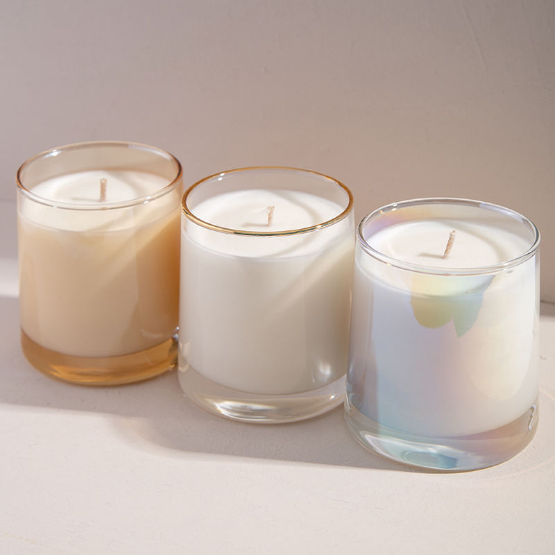AIKUN Luxury Soy Wax Plating Color Electroplate Glass Aromatherapy Candles Private Label Essential Oil Scented Candles