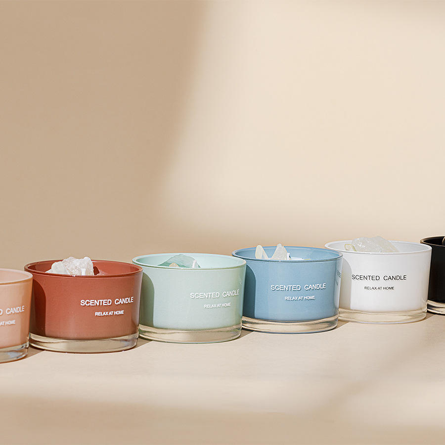 Custom Logo Healing Crystal Stone Aromatherapy Candle Fragrance Kerze Home Decoration Bougie Soy Wax Scented Candle/Candels