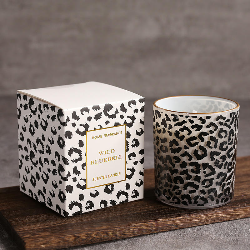 Luxury tiger Leopard Print Glass Jar Candleessential Oil Scented Candles with Candle Jars