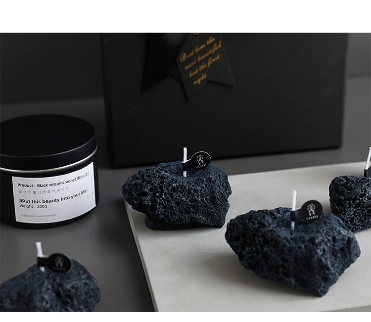 AIKUN Nordic Mini Meteorite Scented Candles Geometric Black Design Home Fragrance Gifts for Birthday Decor and Bulk Wholesale