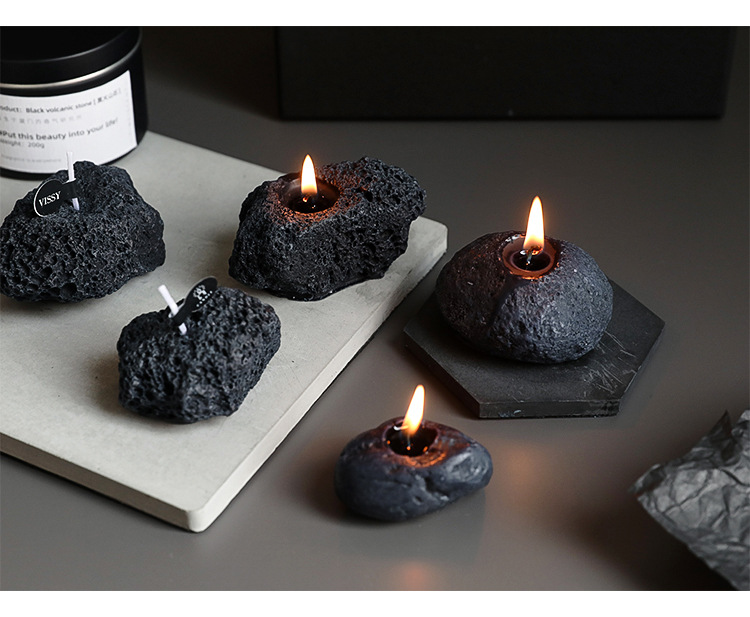 AIKUN Nordic Mini Meteorite Scented Candles Geometric Black Design Home Fragrance Gifts for Birthday Decor and Bulk Wholesale