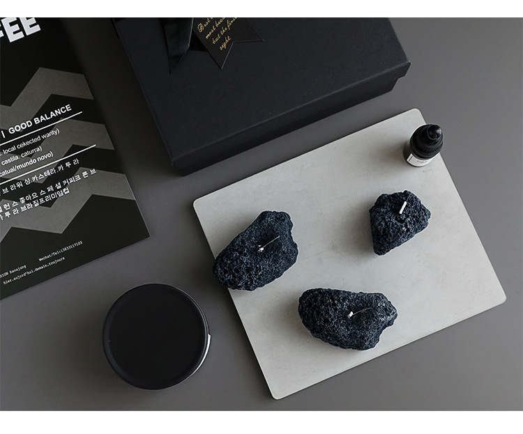 AIKUN Nordic Mini Meteorite Scented Candles Geometric Black Design Home Fragrance Gifts for Birthday Decor and Bulk Wholesale