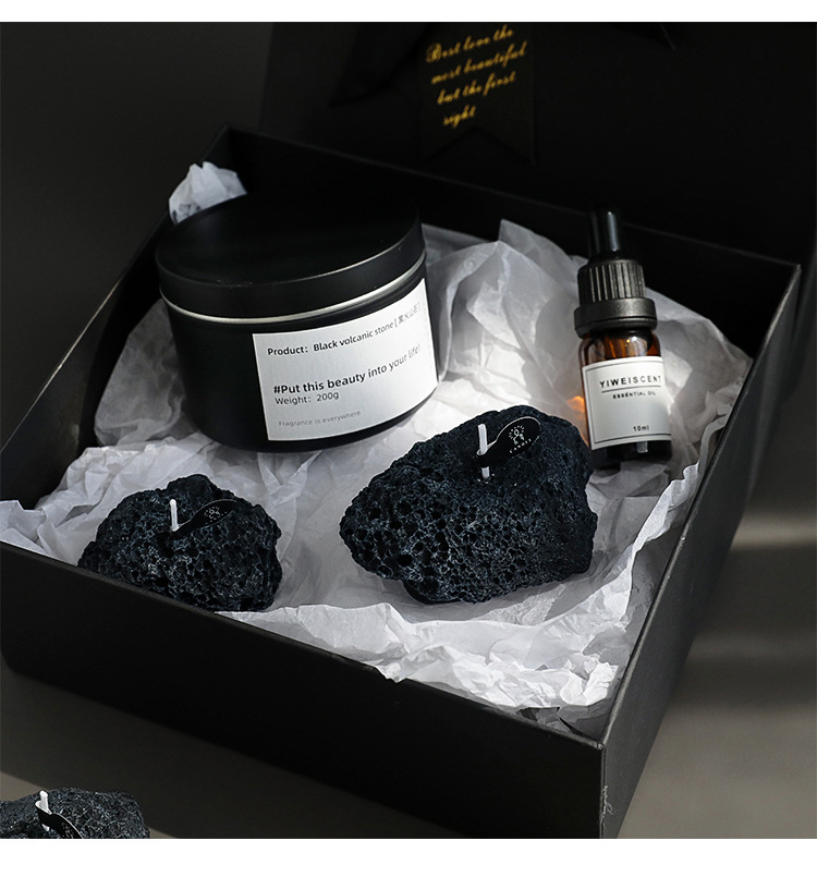 AIKUN Nordic Mini Meteorite Scented Candles Geometric Black Design Home Fragrance Gifts for Birthday Decor and Bulk Wholesale