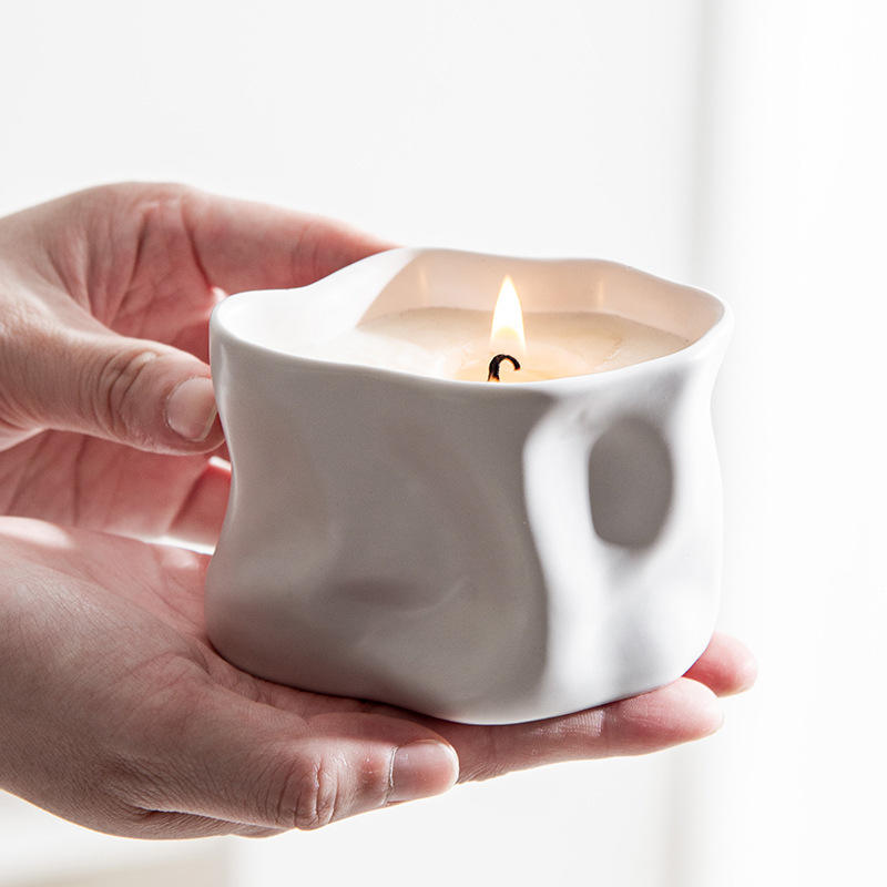 AIKUN DIY High-Quality Handmade Aroma Diffuser Fragrance Vessel Matte Ceramic Candle Empty Cup