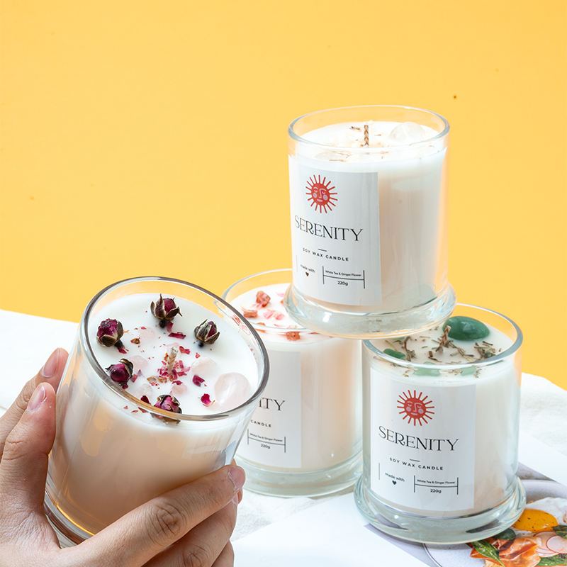AIKUN Factory-Directly Sold High-Quality Durable Reusable Healing Dried Flower Crystal Aroma Candle for Purify Air Elevate Mood