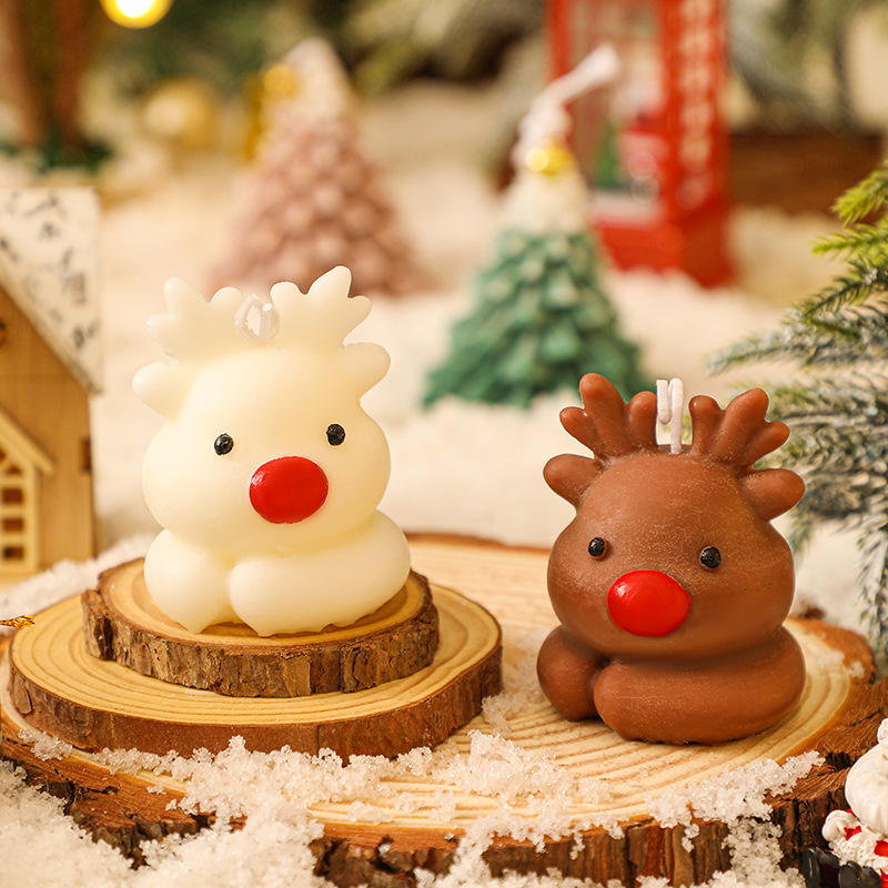 Wholesale Custom Handmade Popular Soy Wax Scented Christmas Candle Creative Christmas Candle with Elk Shape