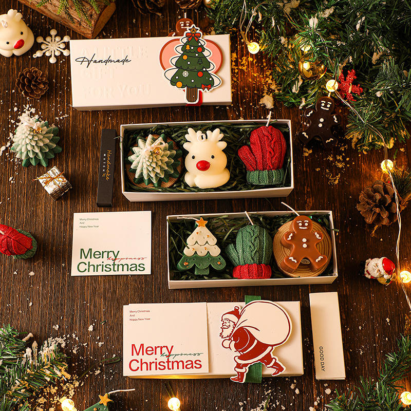 Wholesale Creative Handmade Christmas Tree and Deer Shaped Christmas Aromatherapy Candle Gift Box for Festivals Gift Giving