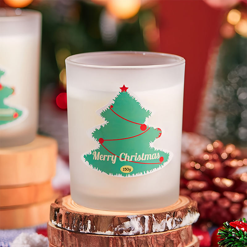 Festive Soy Wax Christmas Glass Candle Jar Christmas Tree Shaped Decoration for Home Decor Lovely Handmade Candles