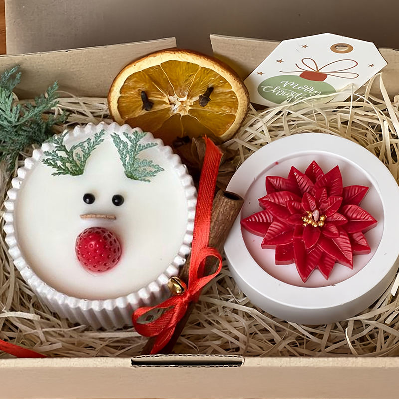 Exquisite Deer Snowflake Shape Christmas Candle Gift Set Soy Wax Holiday Decor Handmade Candle