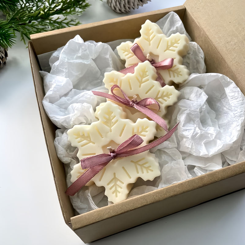 Exquisite Deer Snowflake Shape Christmas Candle Gift Set Soy Wax Holiday Decor Handmade Candle