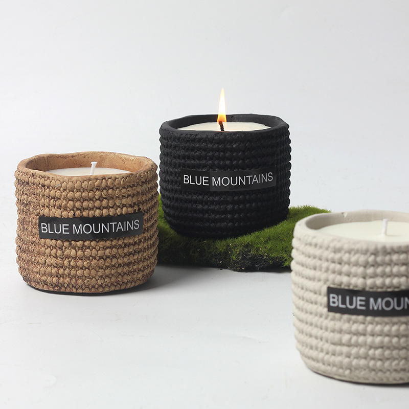 Custom Envases Para Velas Ceramic Concrete Matte Cement Candle Nordic Vessels Unique Scented Soy Wax Aromatherapy Candle