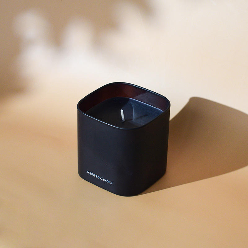 AIKUN Minimalist Black Brown Square Glass Cup Customizable Logo Scented Candles to Relieve Stress Aromatherapy Candles