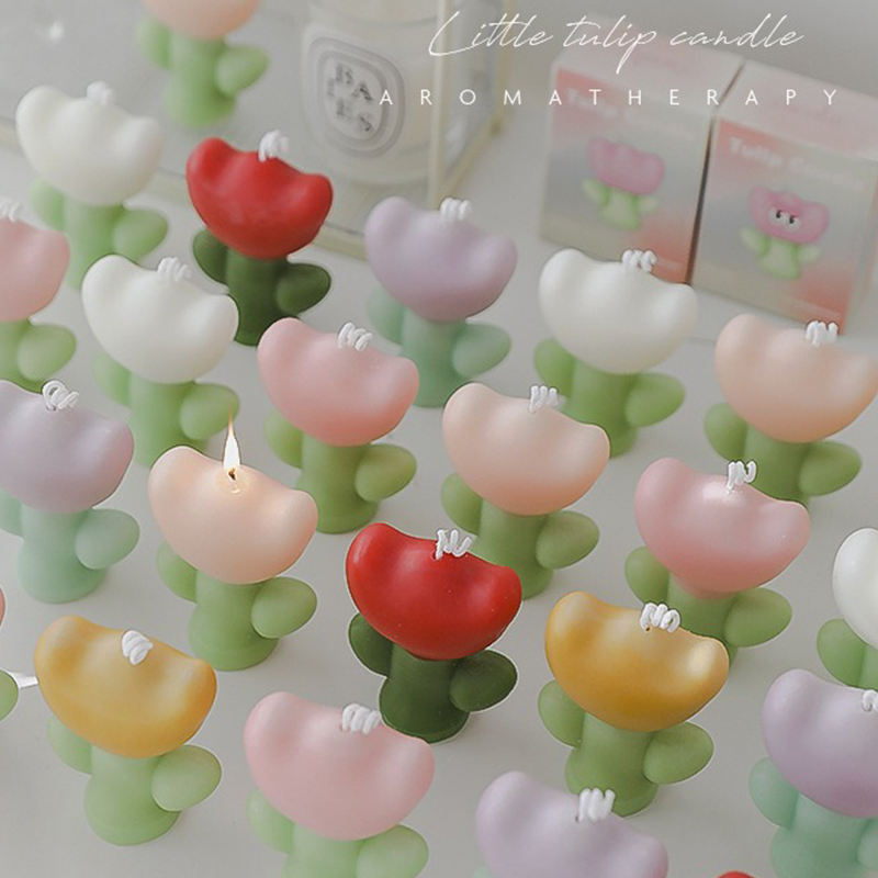 AIKUN Hot Sale Home Decoration Wedding Cute Tulip Flower Shaped Scented Candle Creative Aroma Gift Candles